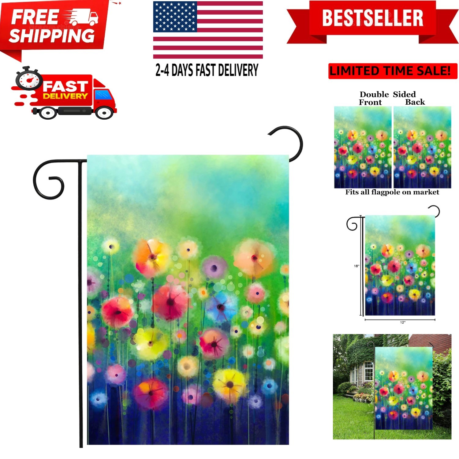 Watercolor Abstract Spring Summer Seasonal Green Floral Flowers Painting Art ...