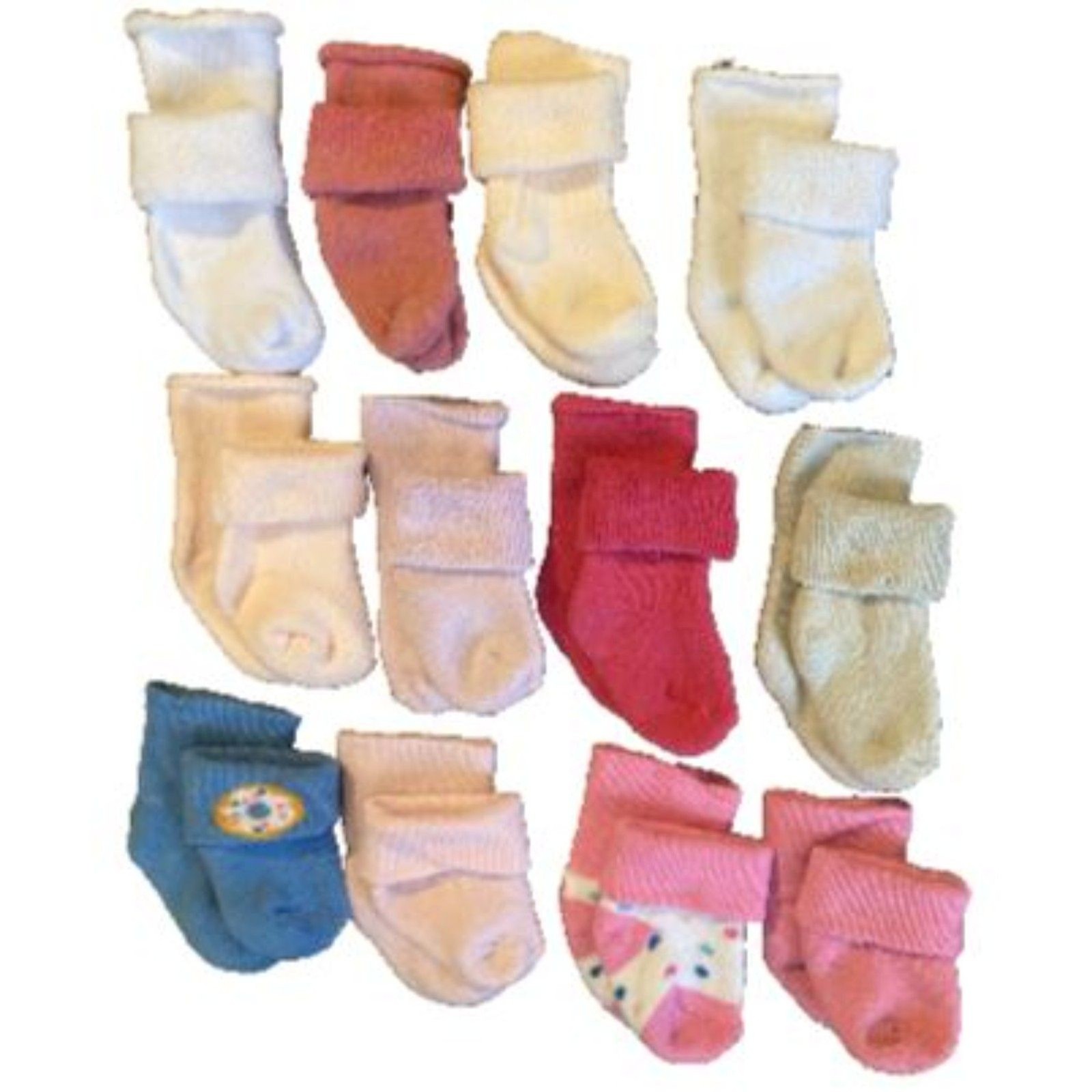 Baby Girl Socks, Terri Material, 12 pair, 0-6M