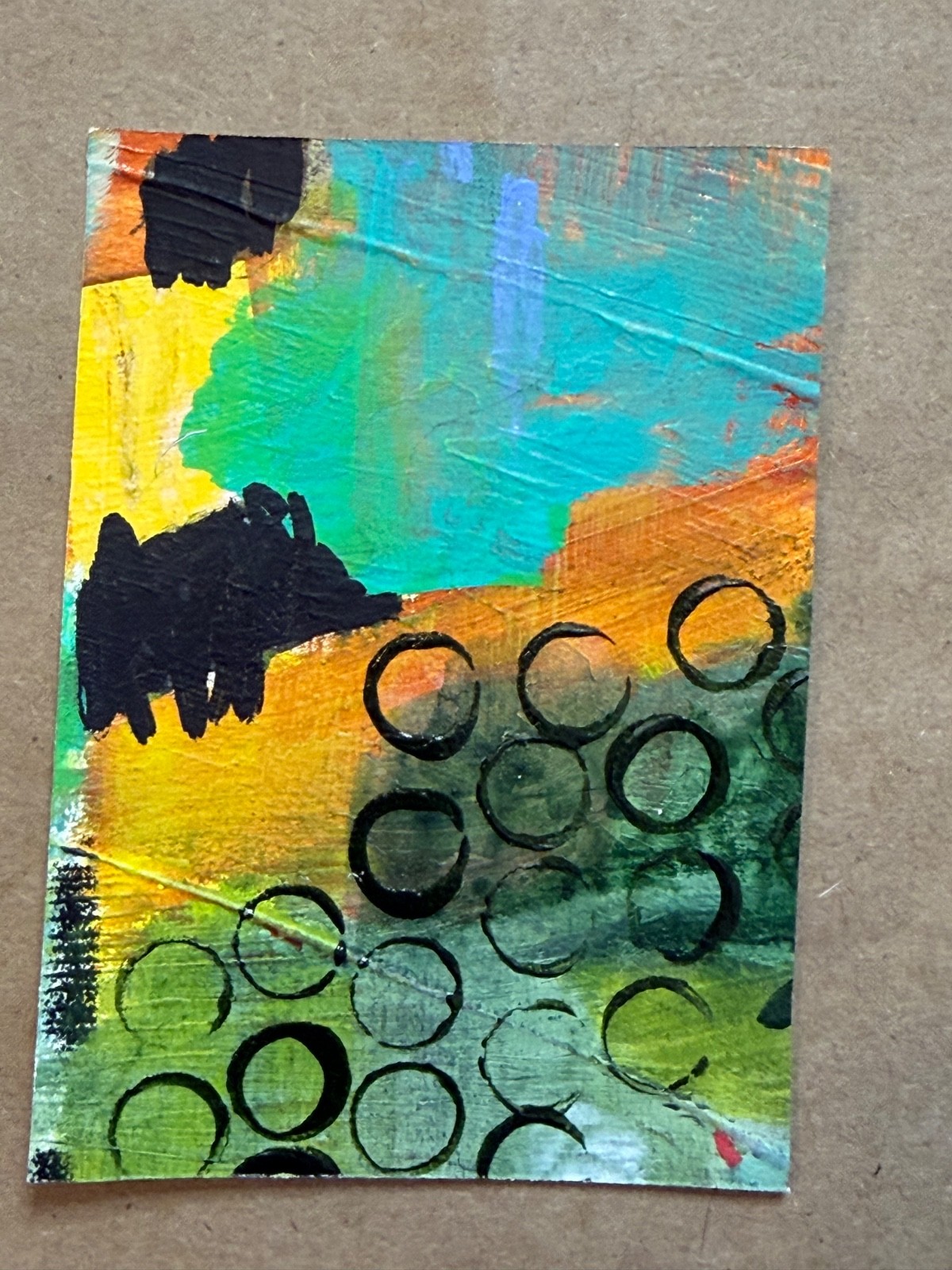 ACEO Art Card Abstract Mixed Media Painting Signed Original OOAK