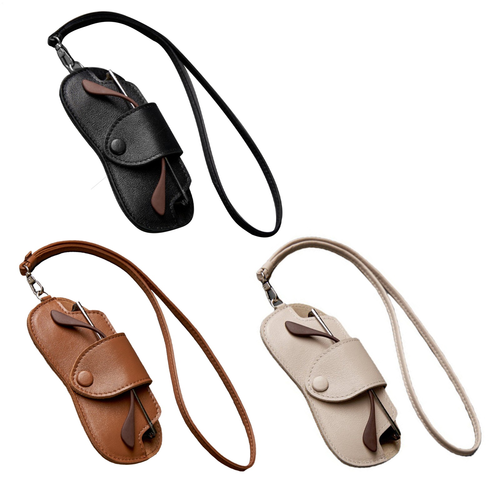 Portable Soft Leather Glasses Case Eyewear Sunglasses Holder Bag With Long Strap