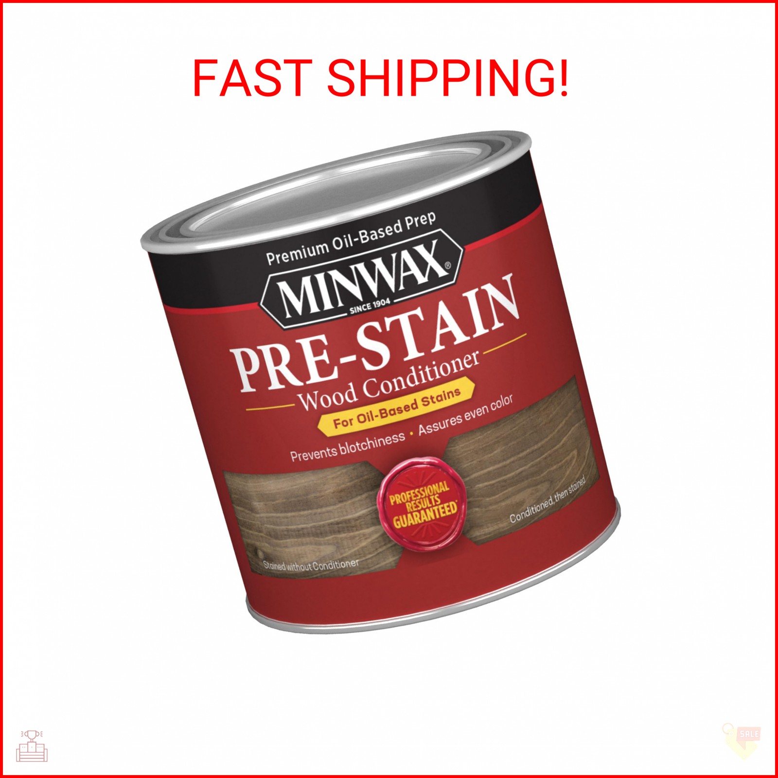 1/2 pt Minwax 13407 Clear Pre-Stain Wood Conditioner, 1/2 Pint