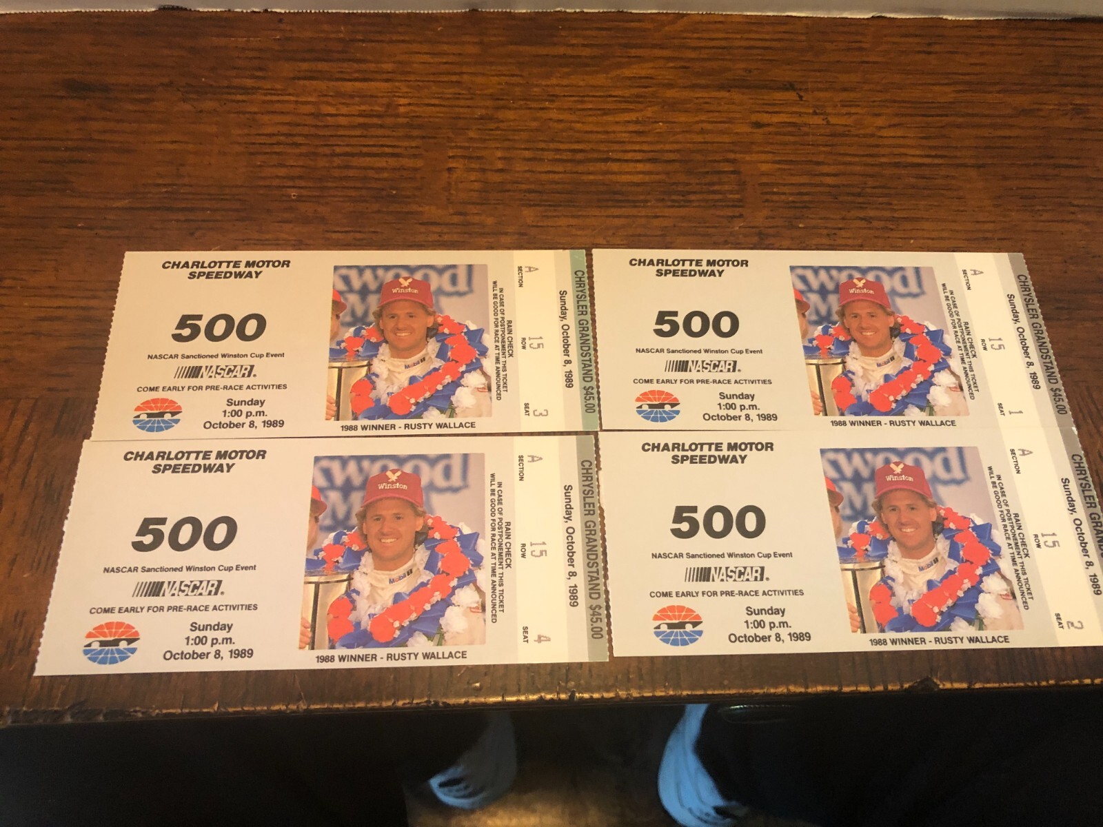 VTG 1989 Charlotte Motor Speedway The Charlotte 500 Race Tickets x4; 10/8/1989