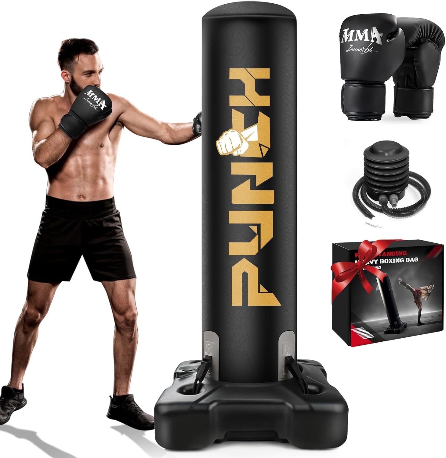 Heavy Boxing Bag with Stand for Adult Teens,Freestanding Inflatable Punching Bag
