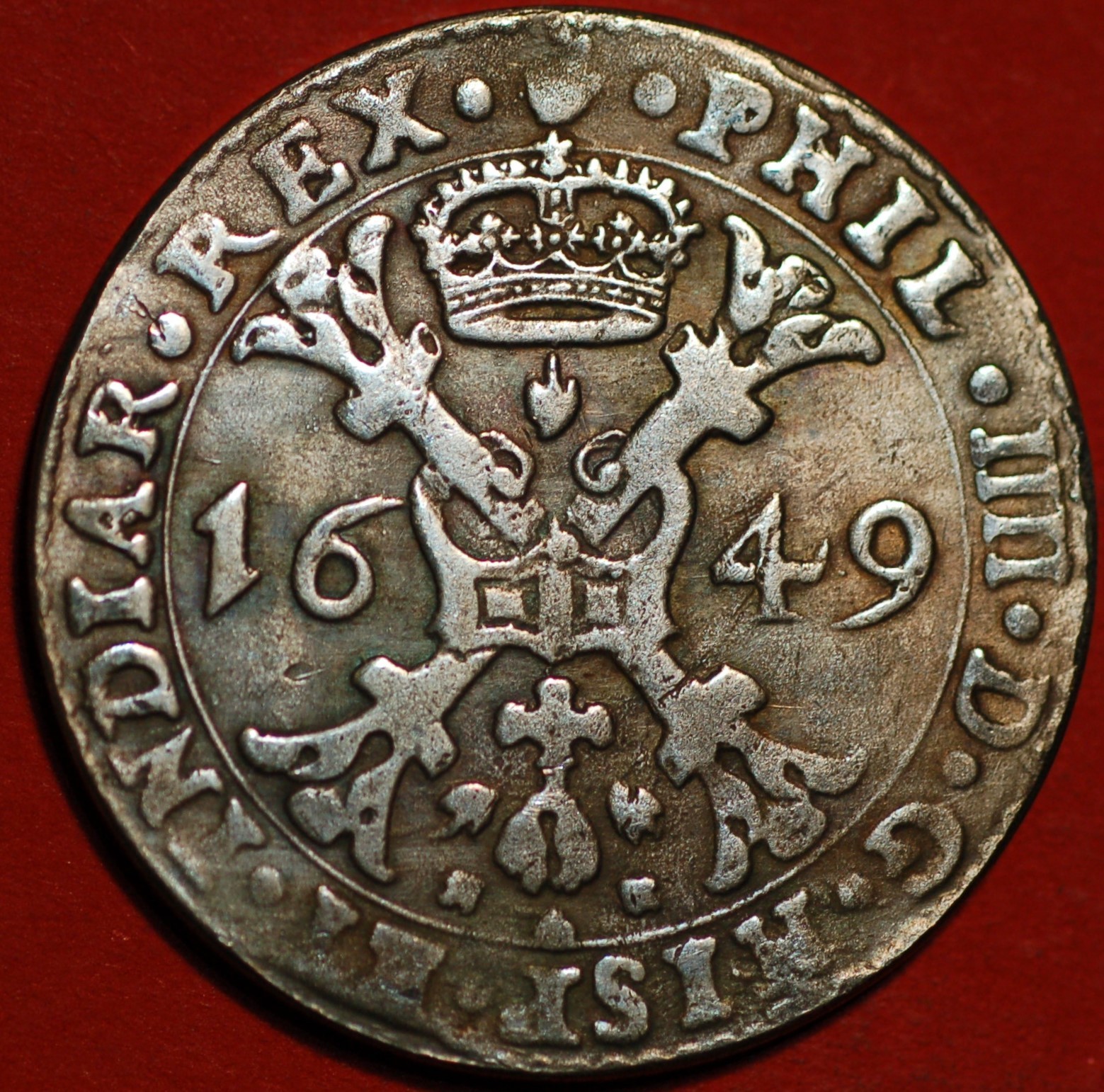 European medieval Phil III restrike coin year 1649  (7812)
