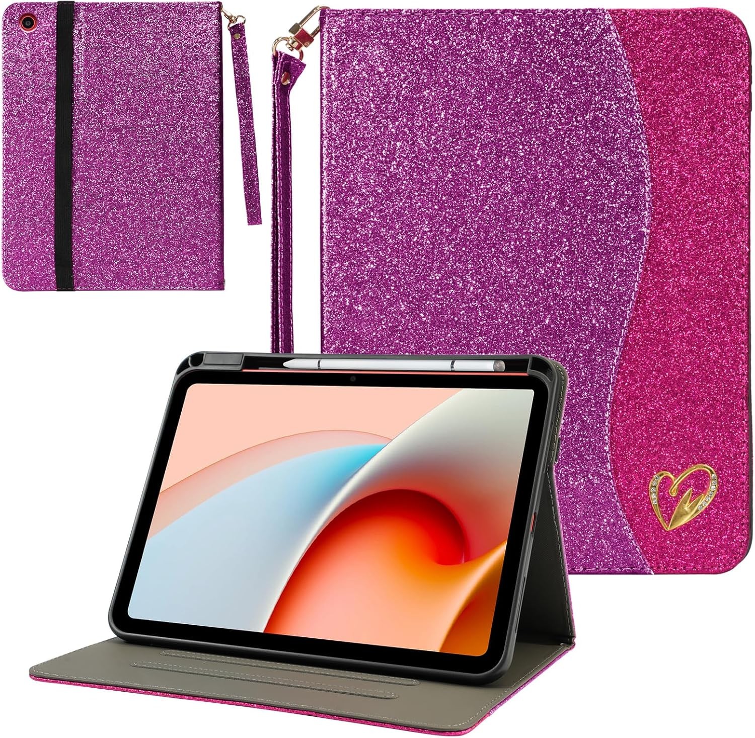 Case for Samsung Galaxy Tab A9+/A9 Plus 11 Inch 2023, Sparkly Folio Cover with P