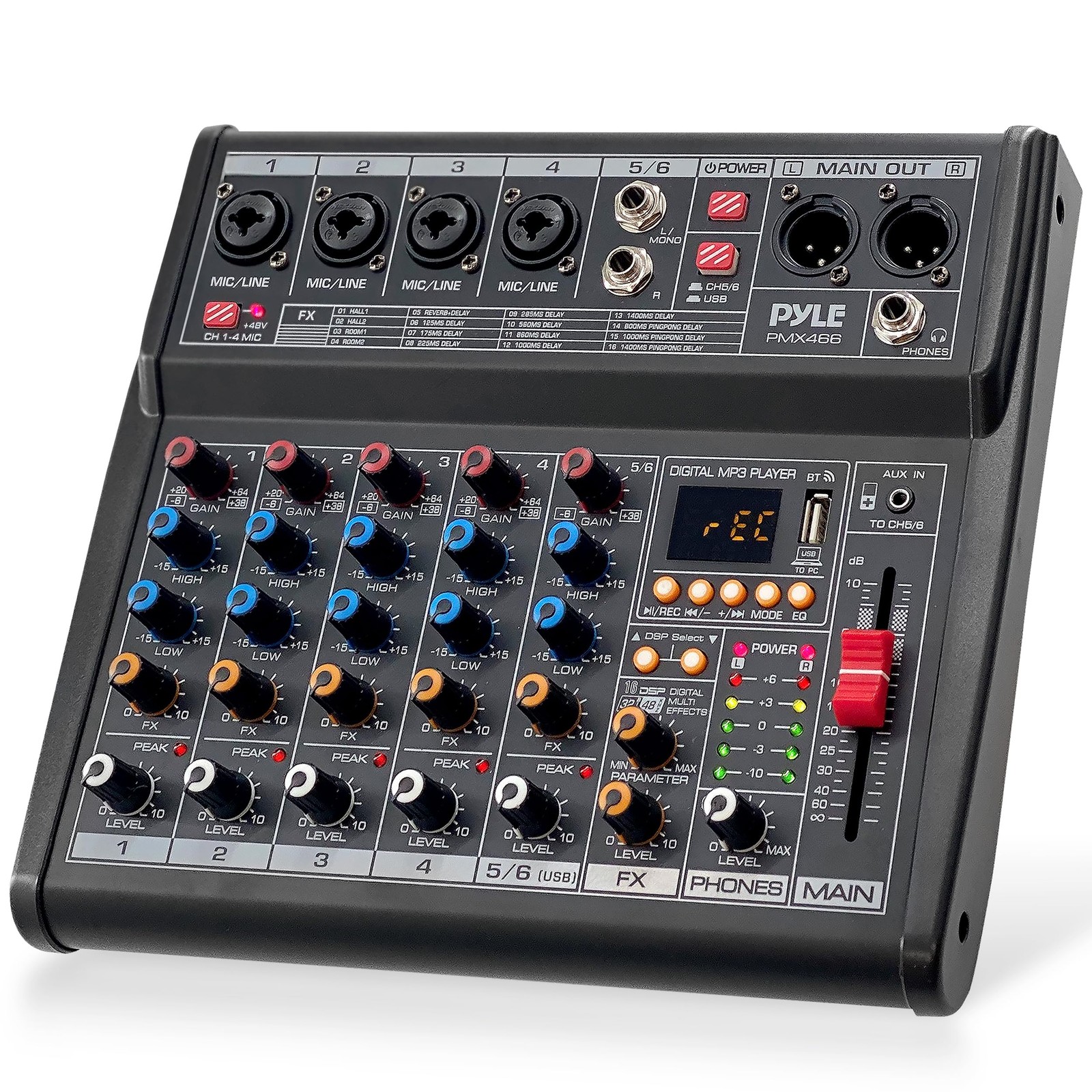 Pyle Professional Bluetooth DJ Audio Mixer - 6-Channel Controller Sound... 