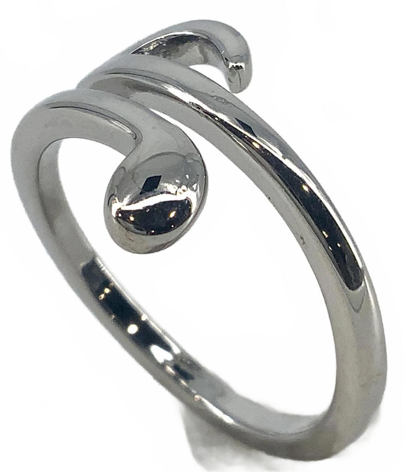 Vintage Silver Tone Minimalist Bypass Ring Size 8 Modernist Fluid Wrap Band