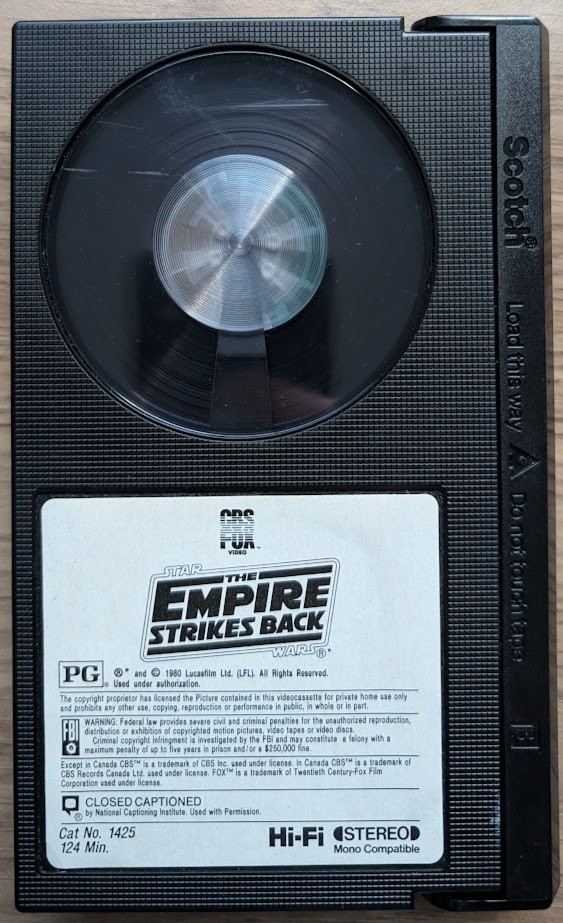 Star Wars The Empire Strikes Back Betamax Tape CBS Fox Home Video Beta Not VHS
