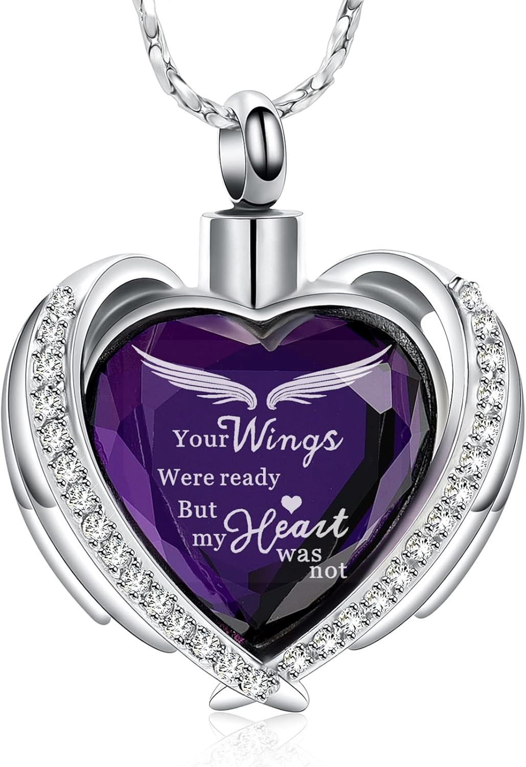 Cremation Jewelry for Ashes Pendant - Crystal Heart Urn Necklace with Mini Keeps