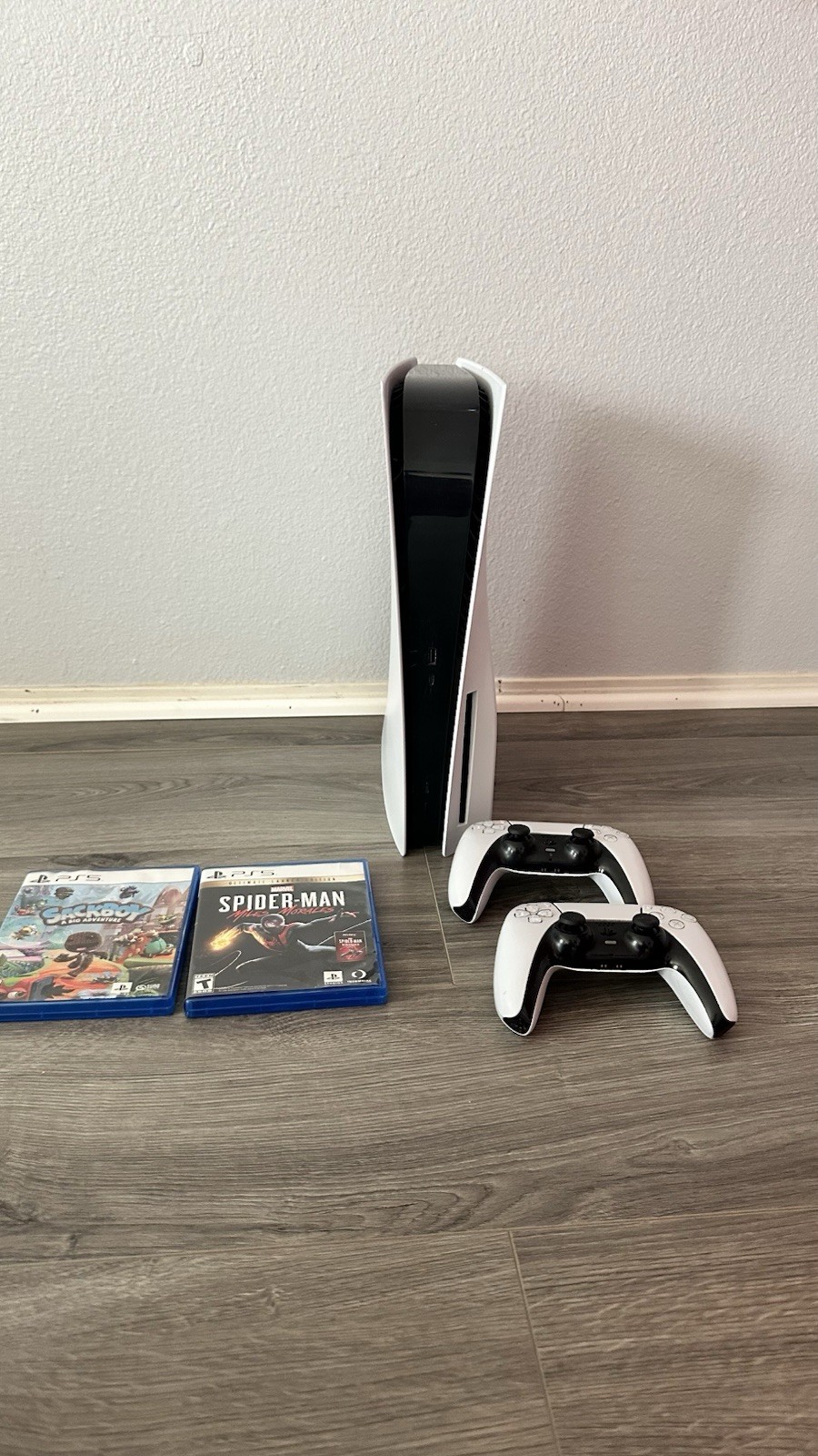 Sony PlayStation 5 Console with Wireless Controllers & Spider-Man, Sackboy Games