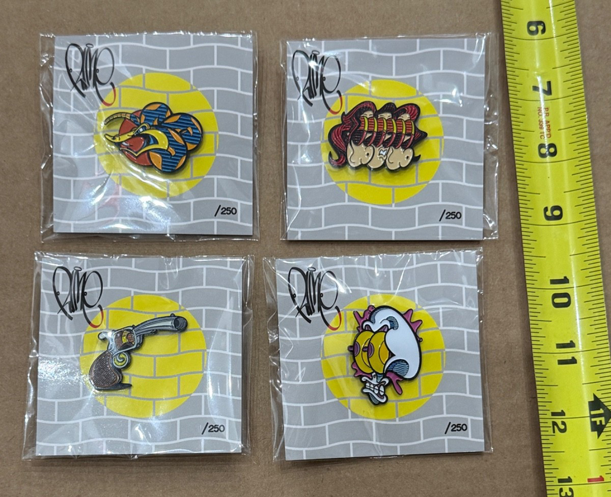 4x Rime MSK Graffiti Artist Proof /250 Pins NEW MSK graffiti NYC skull snake gun