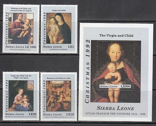 Sierra Leone - Mail Yvert 1610/3+Hb 208 ** Mnh Christmas. Paintings