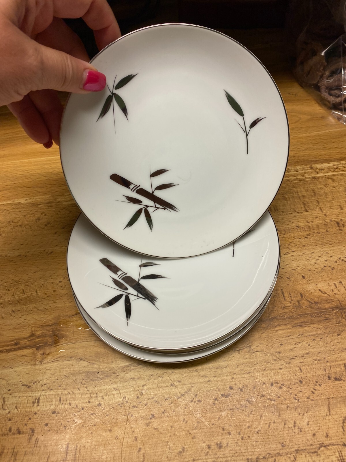 4 Vintage Royal Song SILVER BEAUTY Dessert Plate 6 1/2"