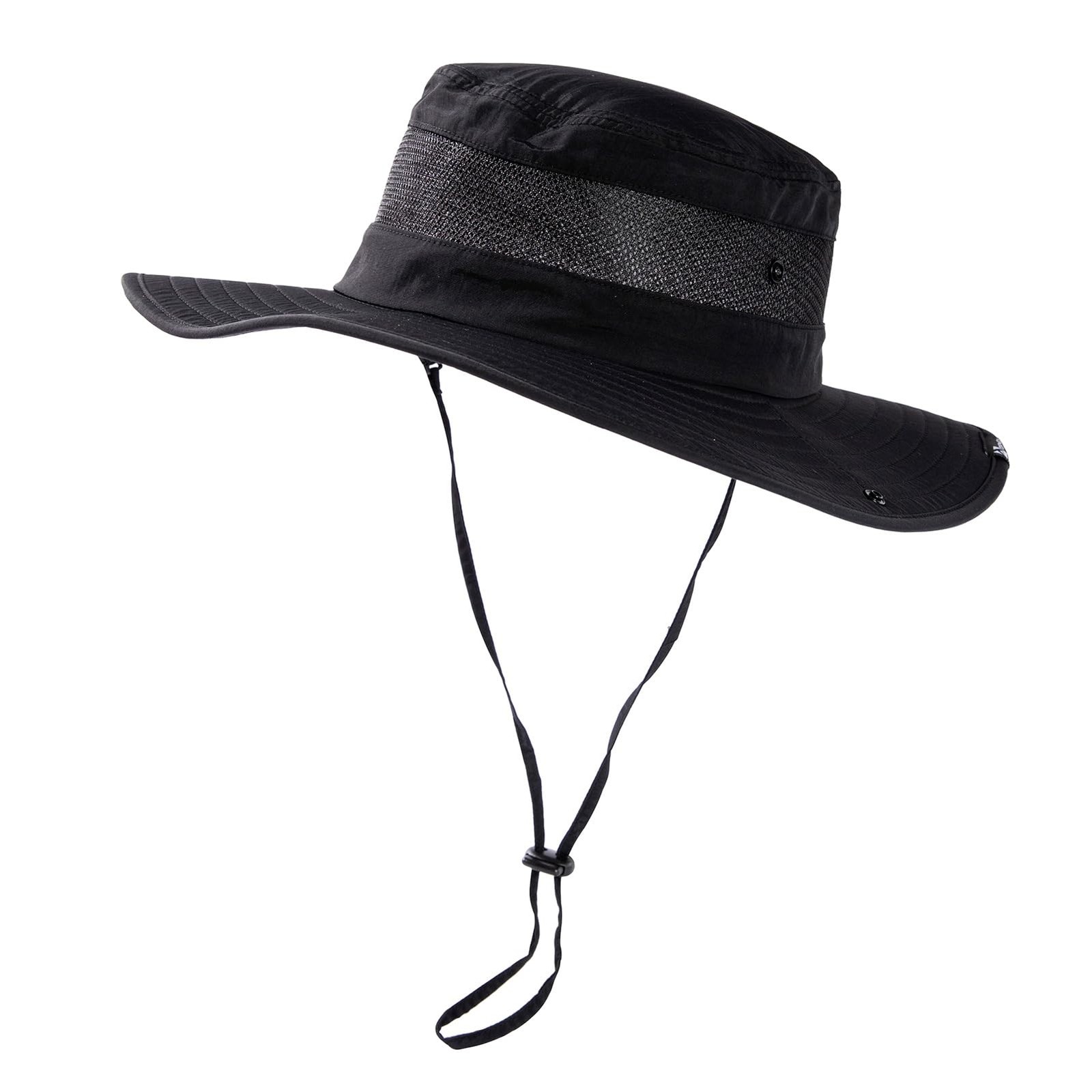 Men's Black Mesh Bucket Sun Hat - Wide Brim, Boonie, Safari, Fishing, Outdoor