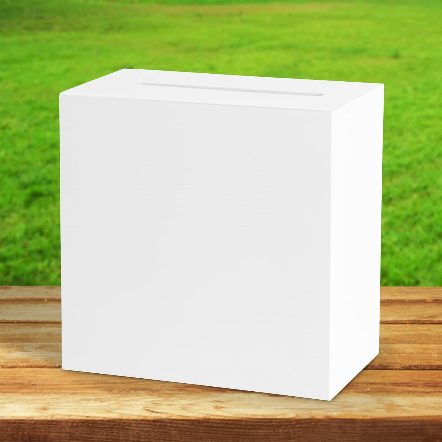 White Wooden Wedding Card Box, Large DIY Card Gift Box for Wedding Reception, Gr