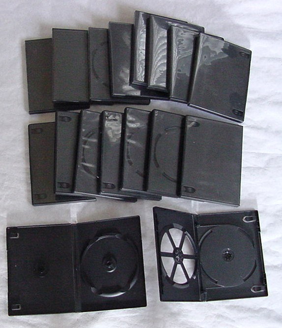 17 STANDARD BLACK DVD 14MM 2-DISC MOVIE PLASTIC STORAGE CASES - FS