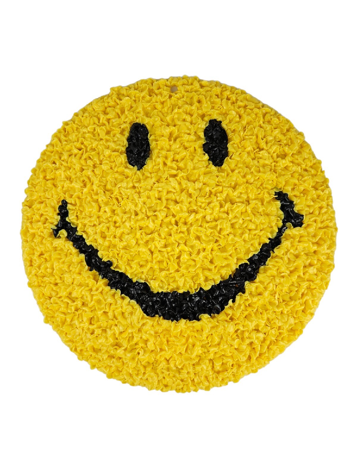 Vintage Kage Yellow Smiley Face Melted Plastic Popcorn 13.5" Retro Wall Hanging