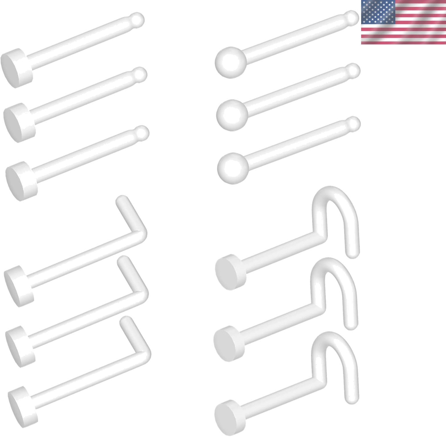 Clear Acrylic Nose Rings - 12 Stylish Bioflex Piercing Options for Men & Women