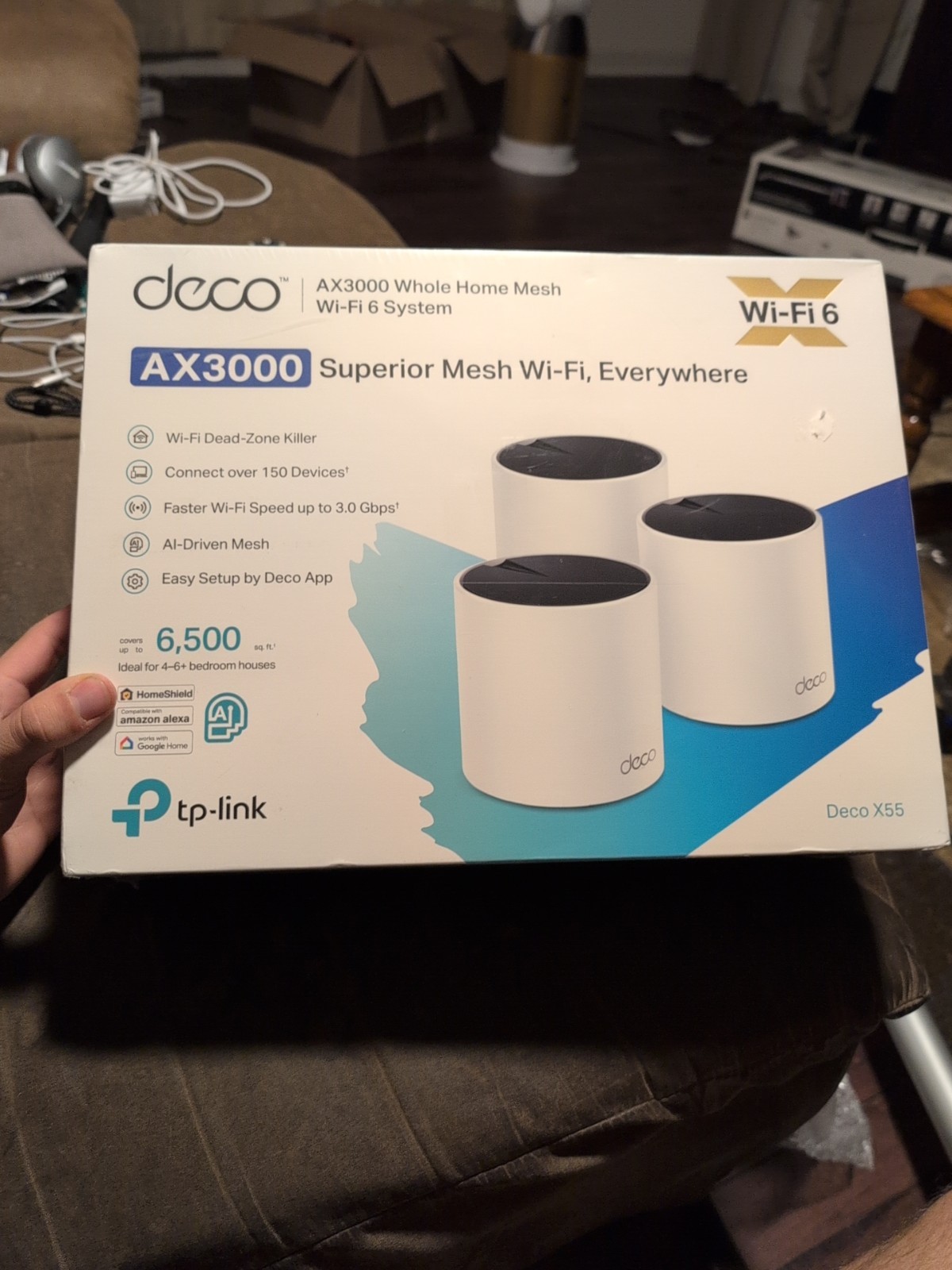 TP-Link Deco X55 AX3000 Mesh Wi-Fi 6 System, Covers 6500 Sq. Ft. - 3 Pack 9K
