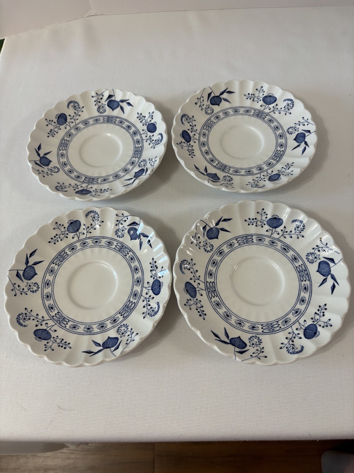 Blue Nordic Coffee Tea Saucers J&G Meakin Classic White England Set Lot of 4