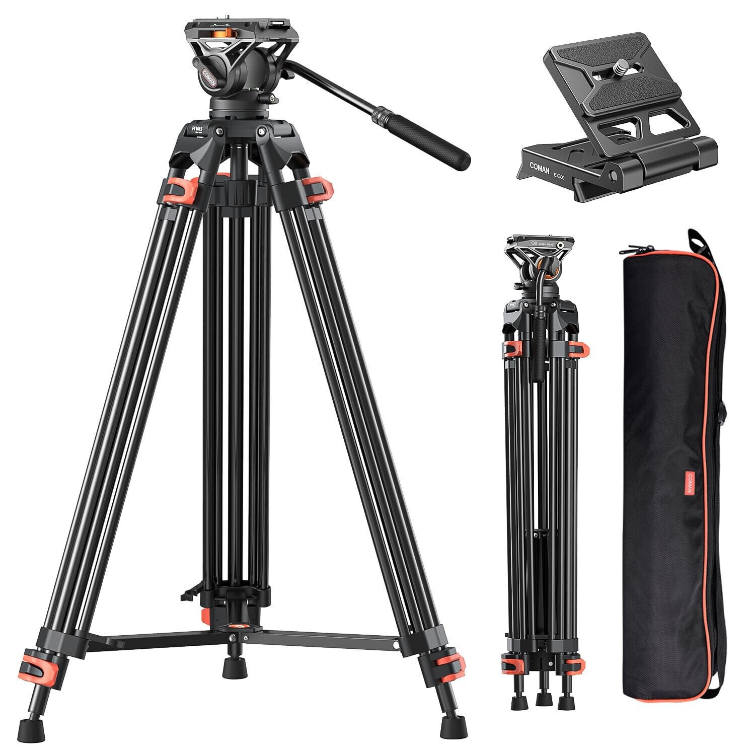 Heavy Duty Tripod Professional Video Tripod Aluminium 72inch