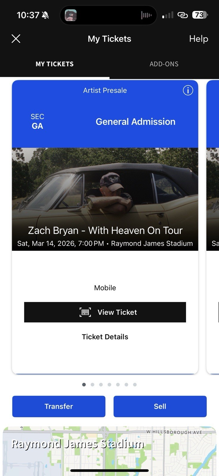 Zach Bryan (2)  Floor Tickets Tampa FL Raymond James Stadium