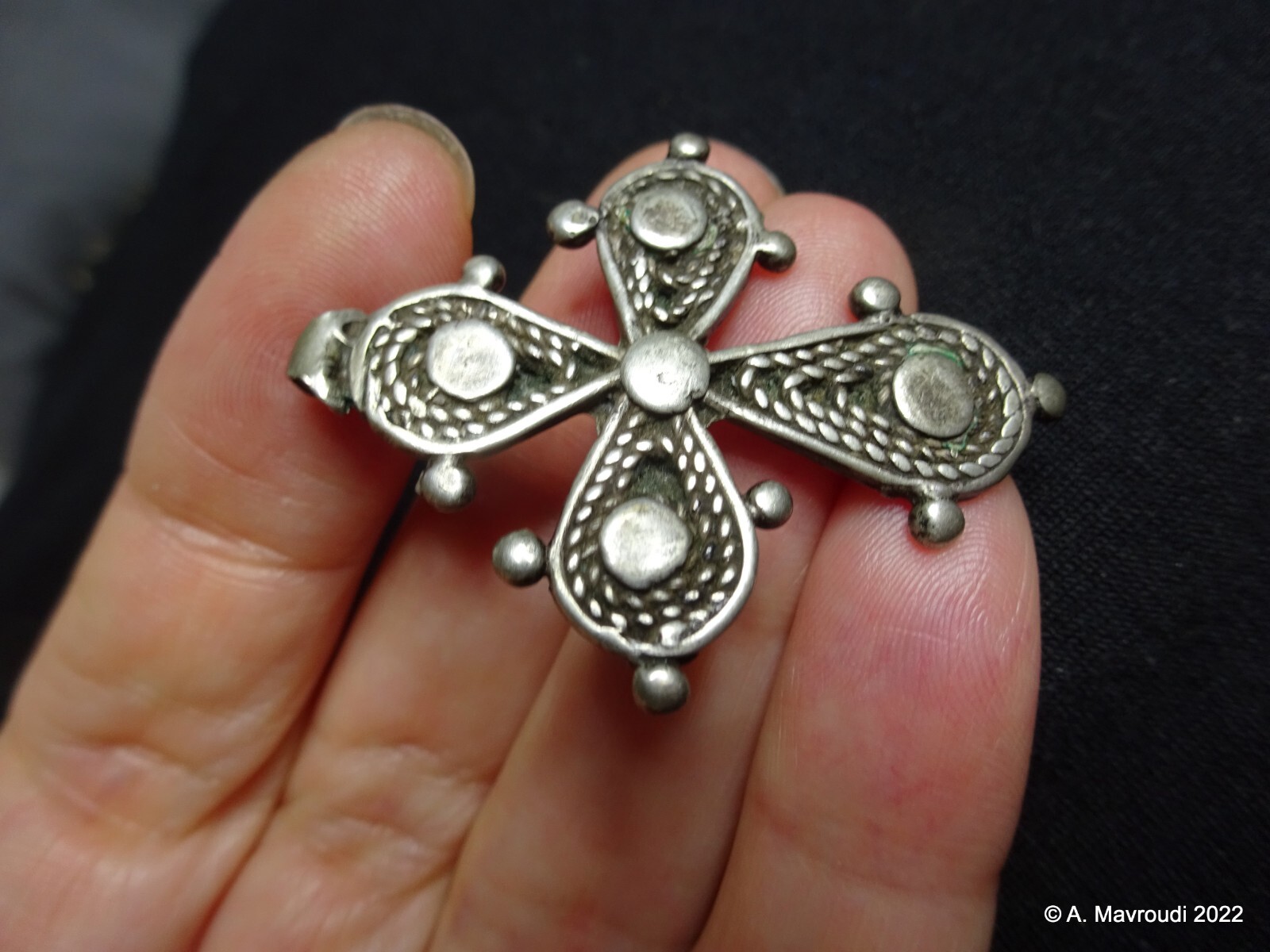 Coptic Ethiopian Cross Antique Old  Thaler Coin Silver Cross 29