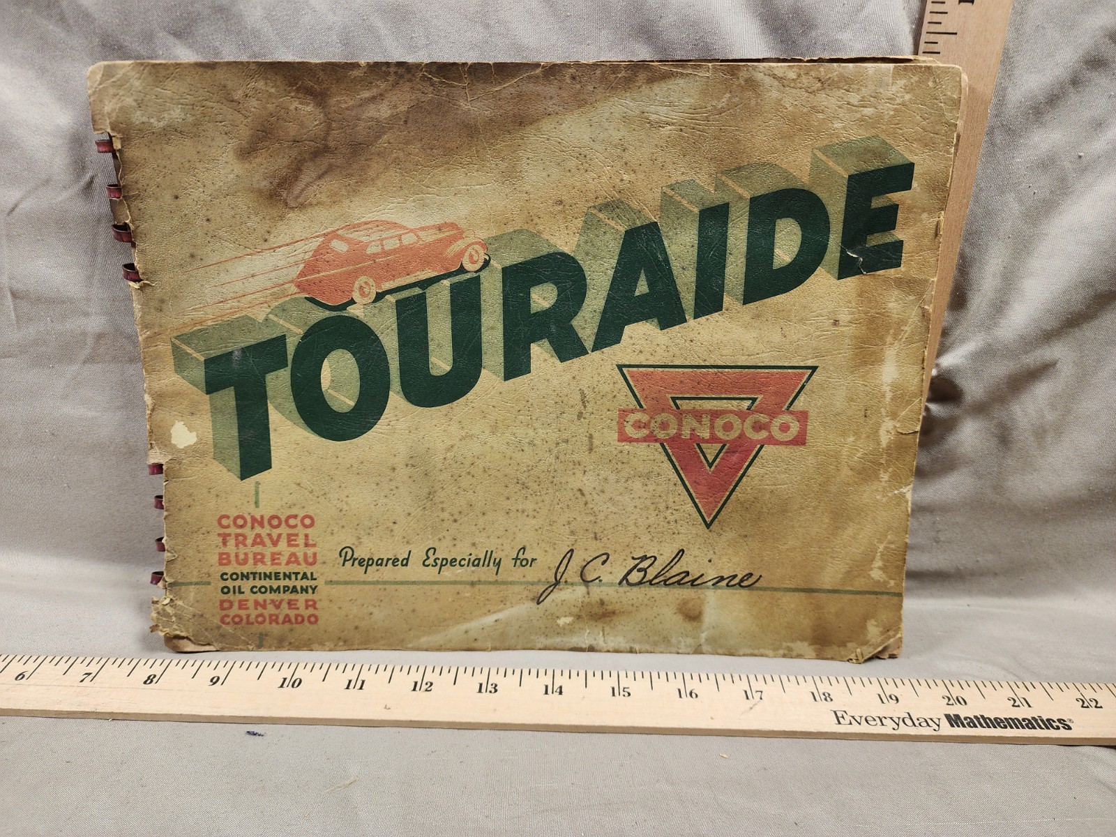 Antique 1938 Conoco Gas Station Travel Club  Book Loose Cover Complete 