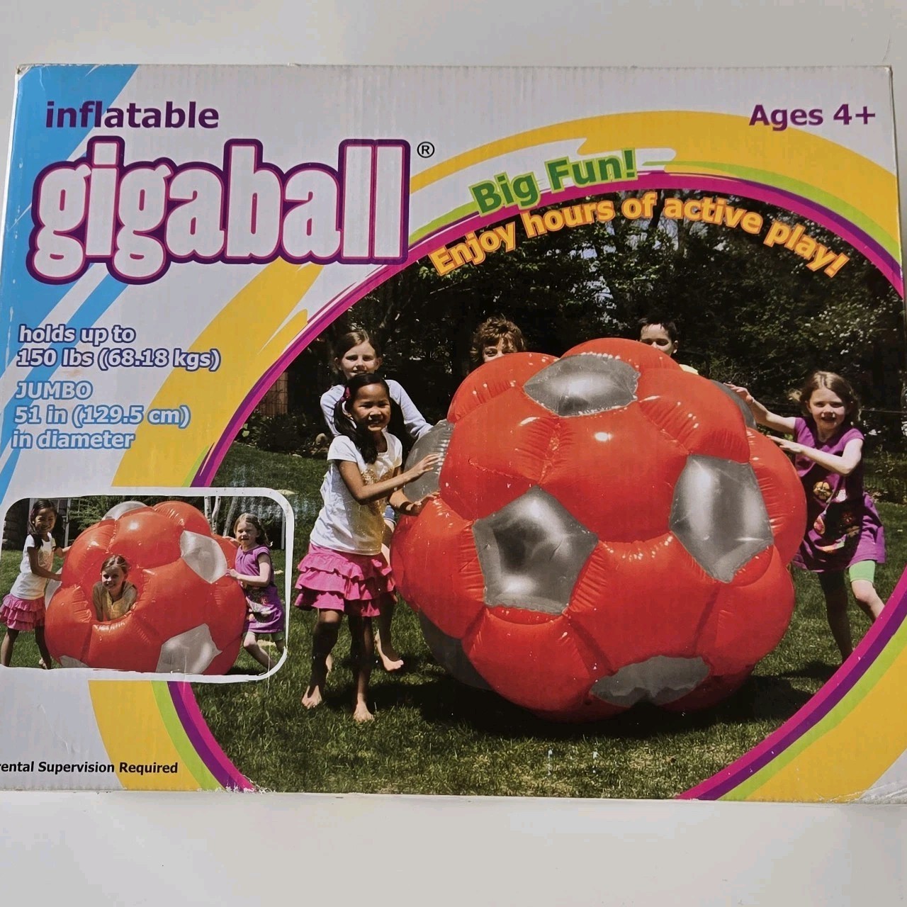 Inflatable Jumbo Gigaball 51" Holds Up To 150Lbs Ages 4 Red NEW IN BOX