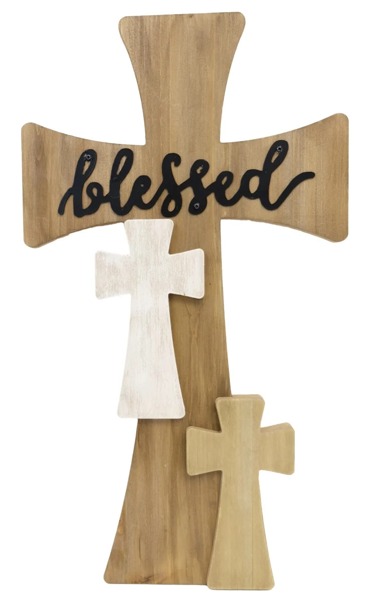 De Leon Collections 14448 Black Blessed Multi Wood Cross Cluster Religous Han...
