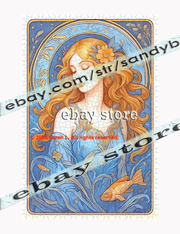 1000 piece jigsaw puzzle Stylish woman fantasy teal