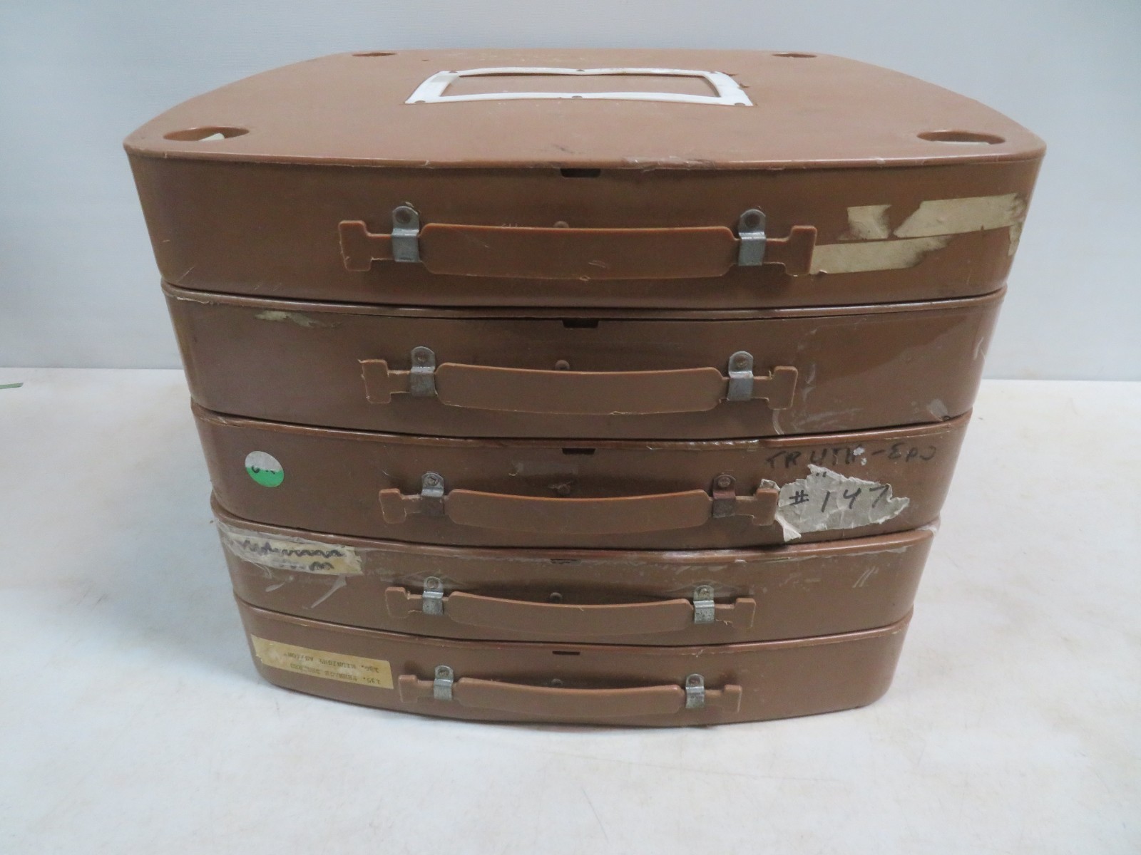 16mm LOT OF 5 plastic FILM STORAGE CASES-Each Holds 2 x 2000' Reels.  Lot #2