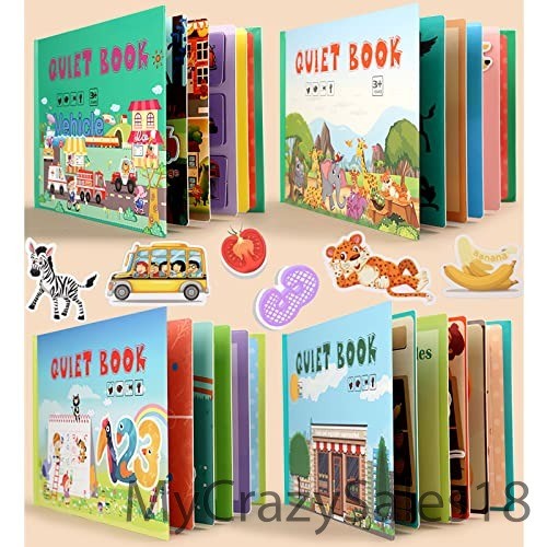 4 Pack DIY Busy Book for Toddlers, Montessori Quiet Book 