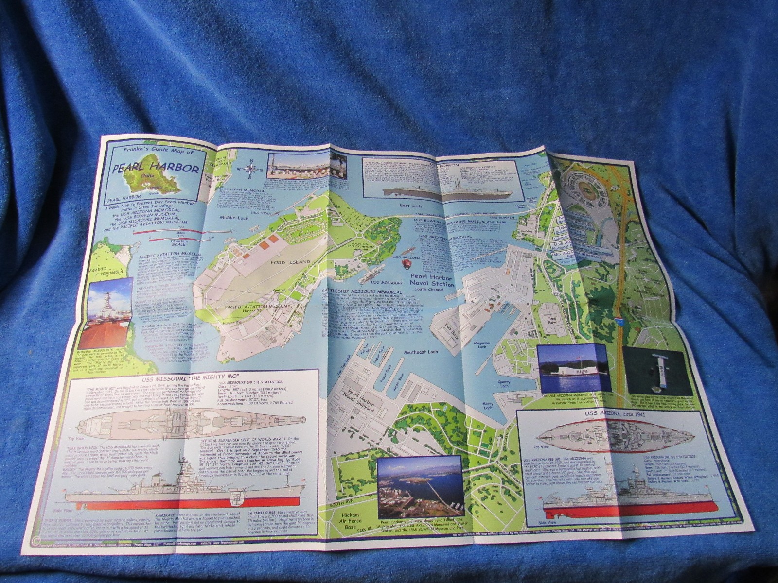 FRANKO MAPS,  LTD Pearl Harbor 2-Sided Waterproof Map: Current & 12/7/41 History