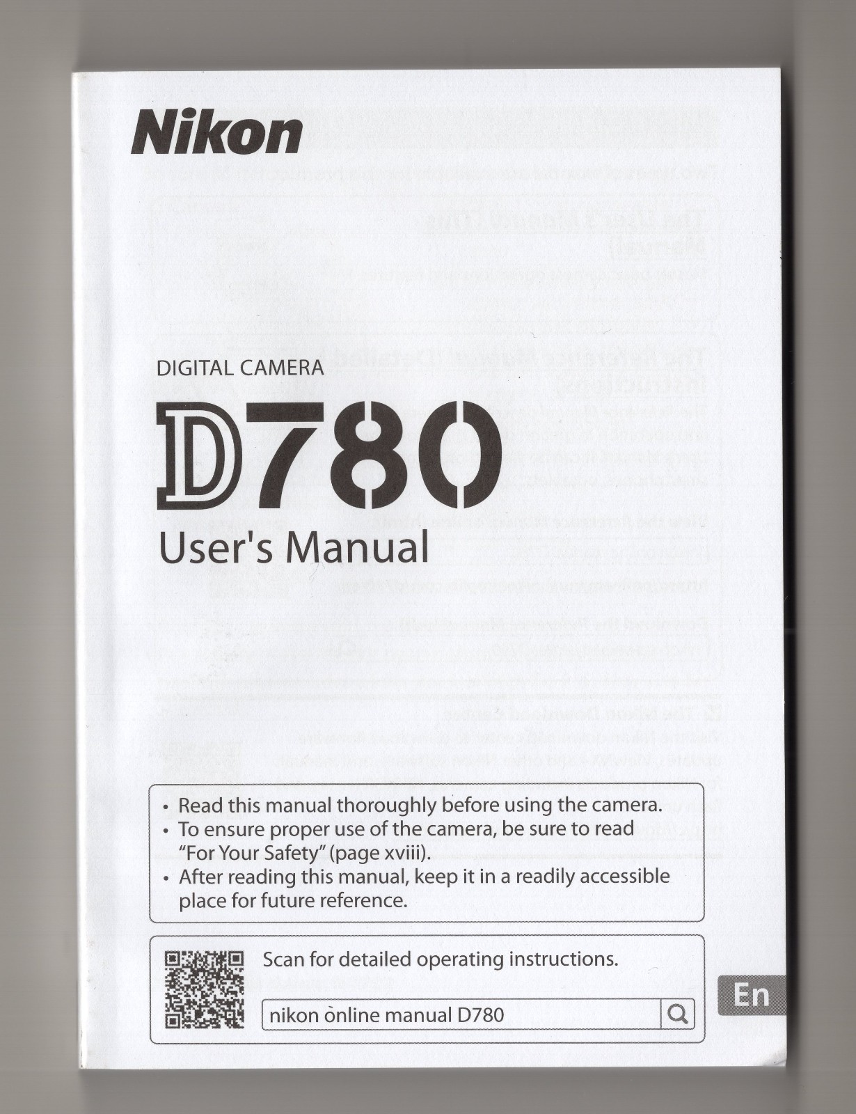 Nikon D780 DSLR Camera Genuine Instruction Manual / User Guide In English