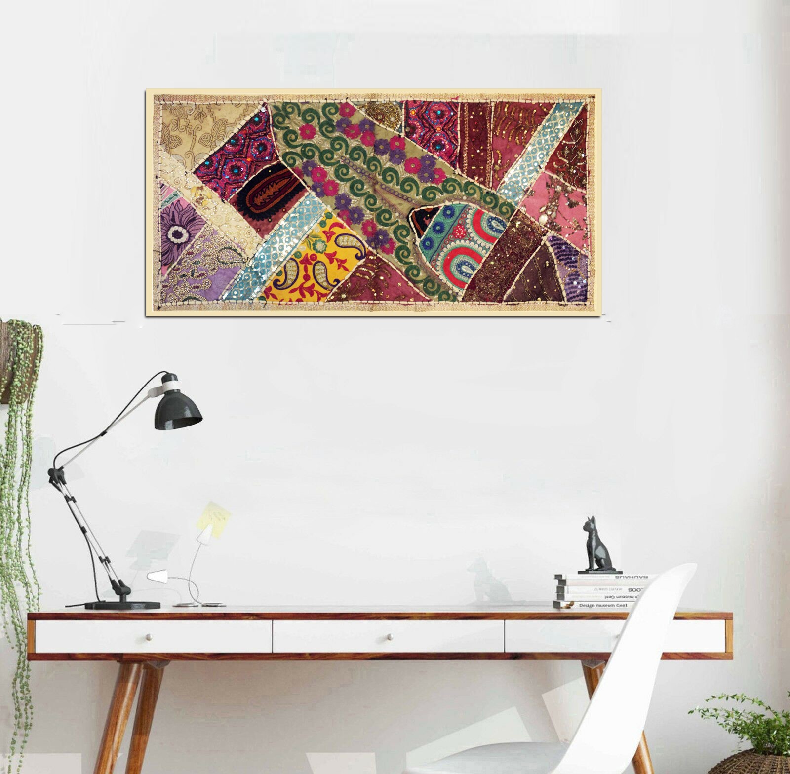 33% OFF 40" EXQUISITE DECOR SARI BEAD TAPESTRY TABLE RUNNER THROW WALL HANGING