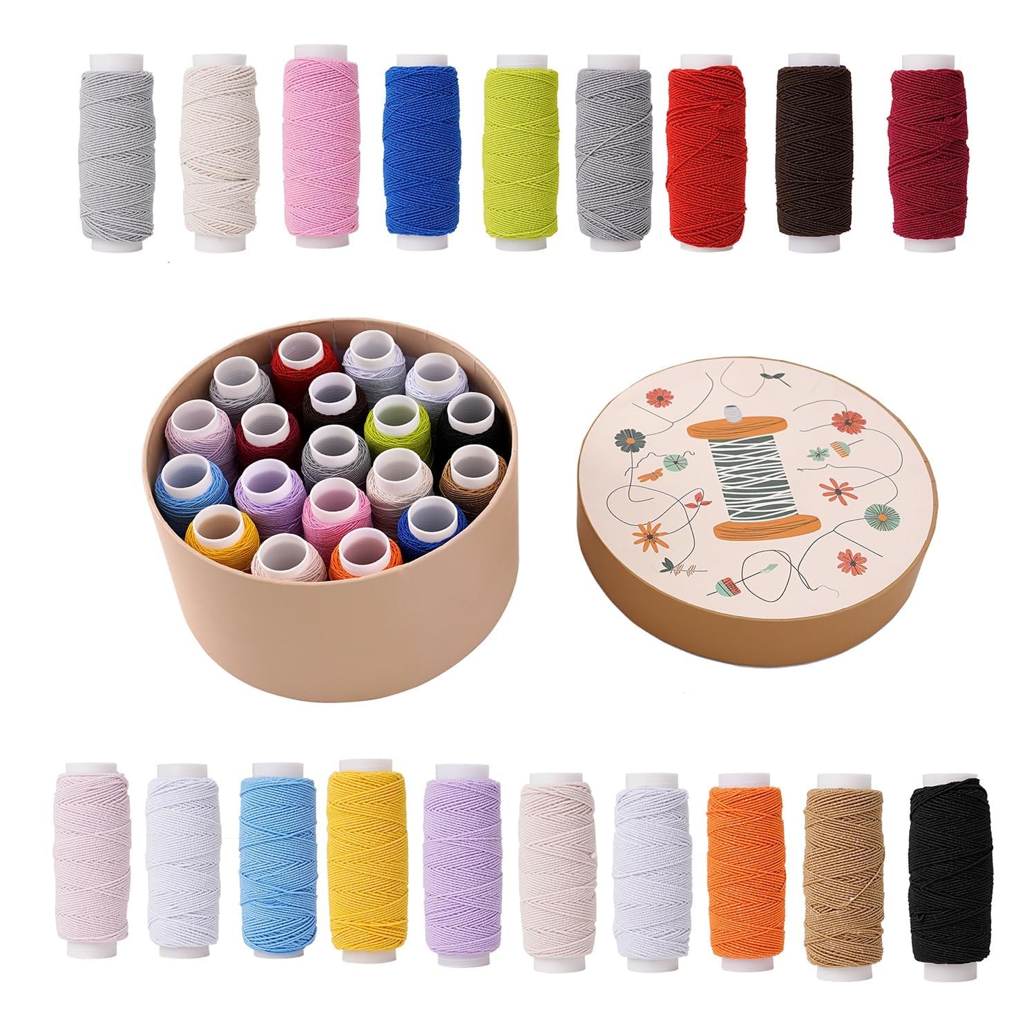 Connimonet 19PCS Elastic Thread for Sewing, 0.6mm, 20m Each Spool, Shirring