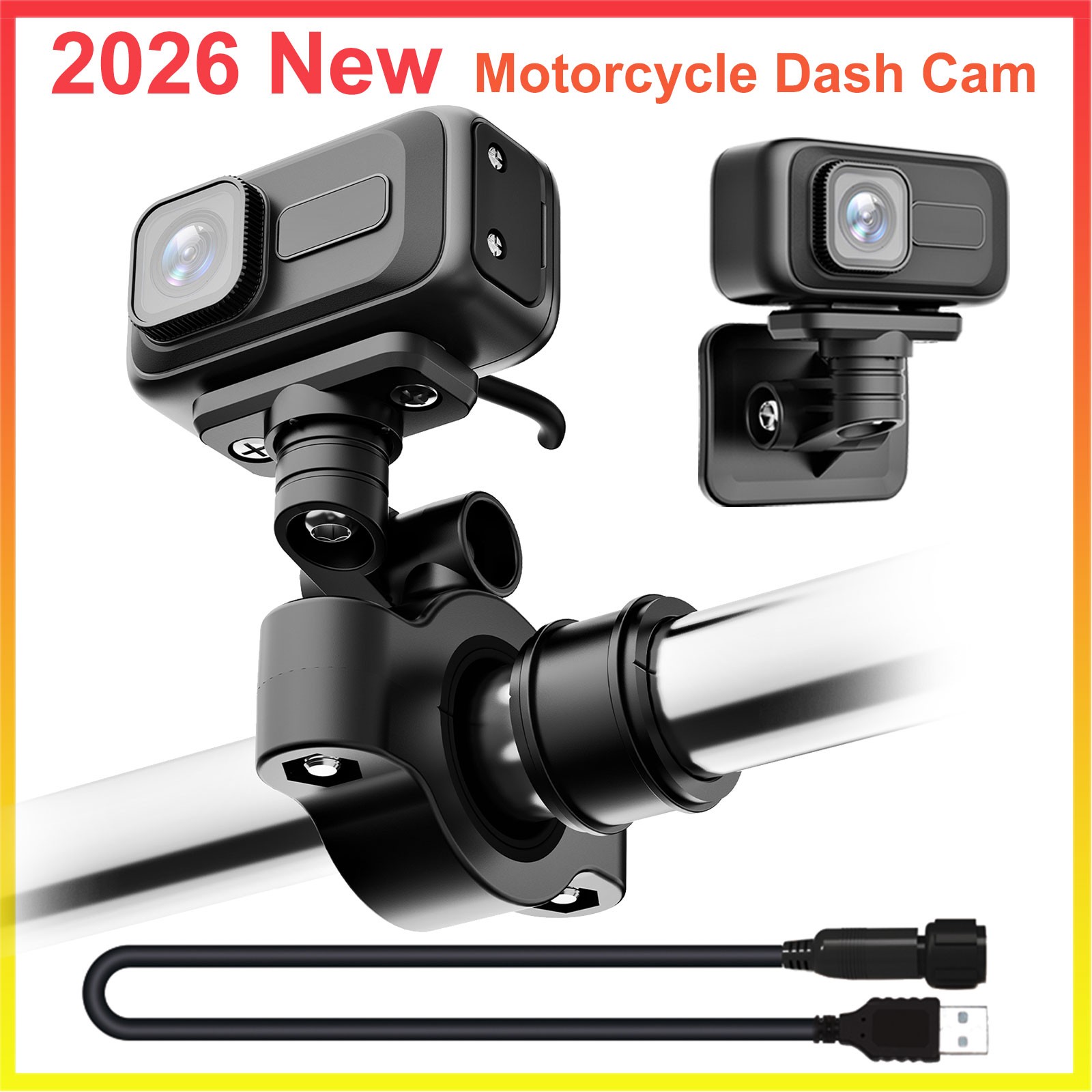 2K HD Motorcycle Recorder Bicycle Camera 140° Wide Angle WiFi APP 64GB SD Card
