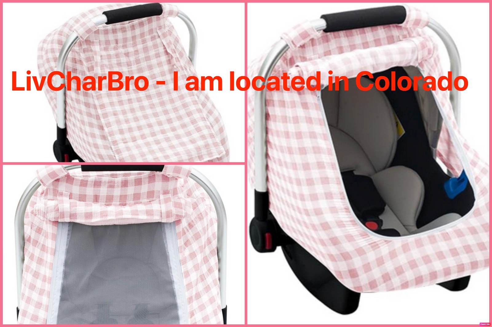 PInk Universal Breathable Muslin Lightweight Car Seat Sun Shade Cover Canopy