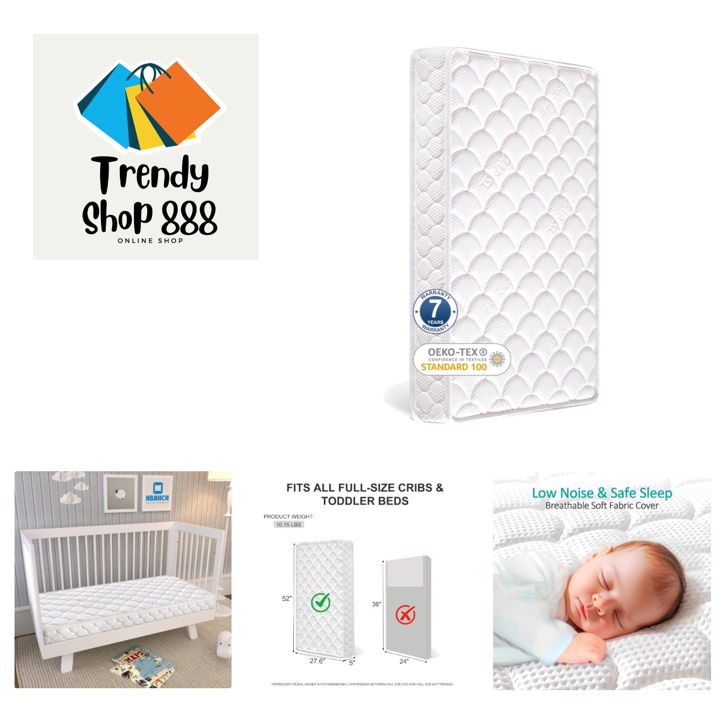Dual-Sided Crib Mattress & Toddler Mattress – 52" x 27.6" x 5", 100% Knitted ...