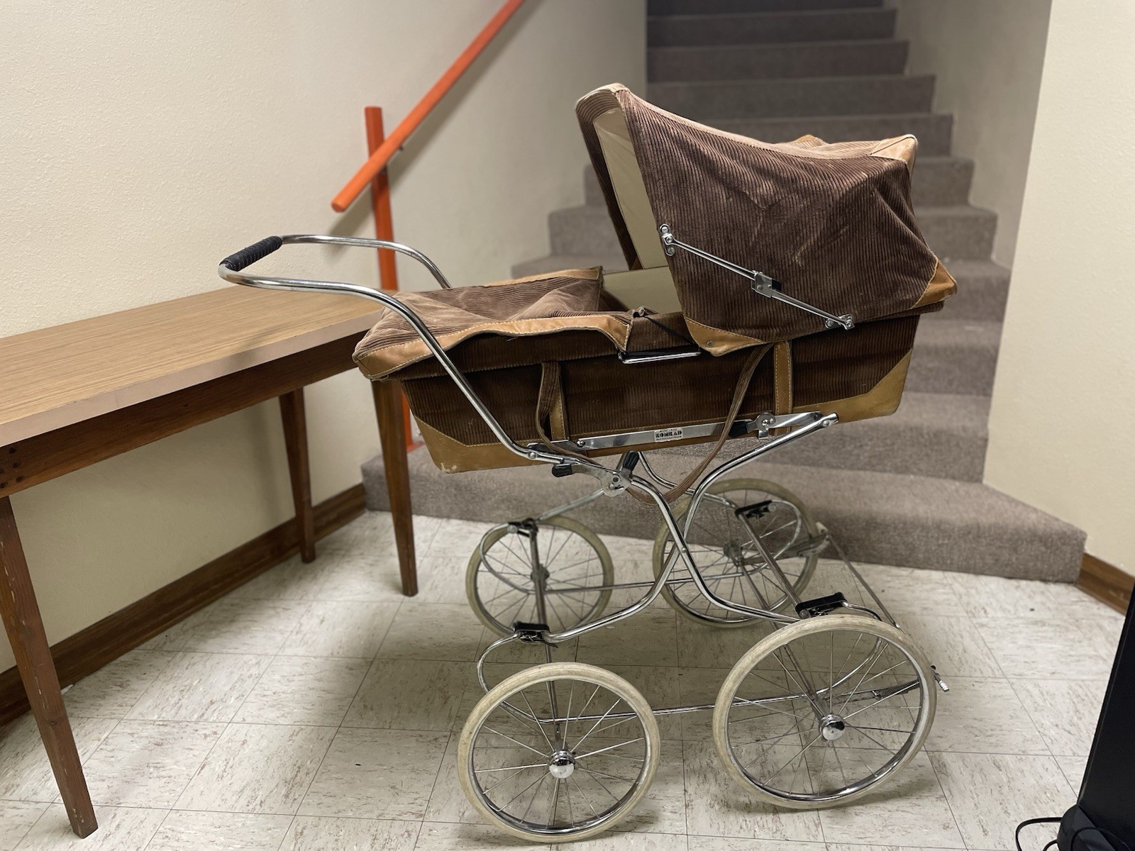 Vintage Stroller Brown Cordouroy 