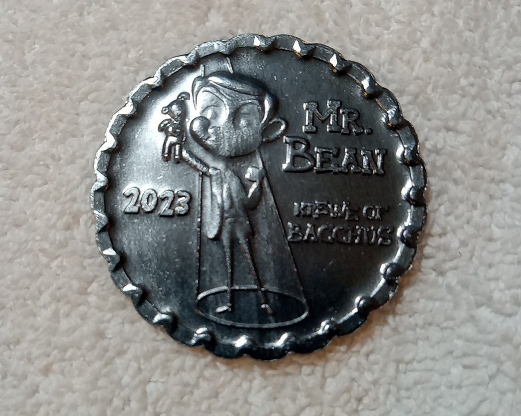 Krewe of Bacchus 2023 Pewter Mr Bean  Mardi Gras Doubloon