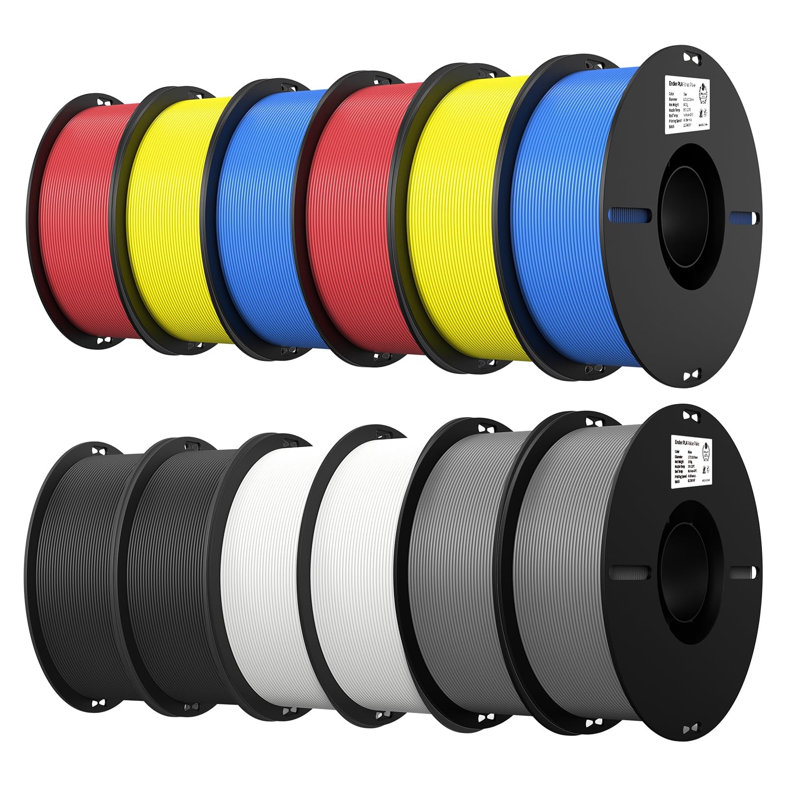 12-Pack PLA 1.75mm Filament Bundle (Multi-Color)
