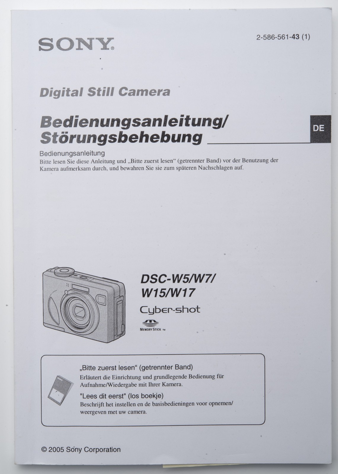 Manual Sony DSC-W5/W7/W5/W17 Cyber Shot Dsc W5