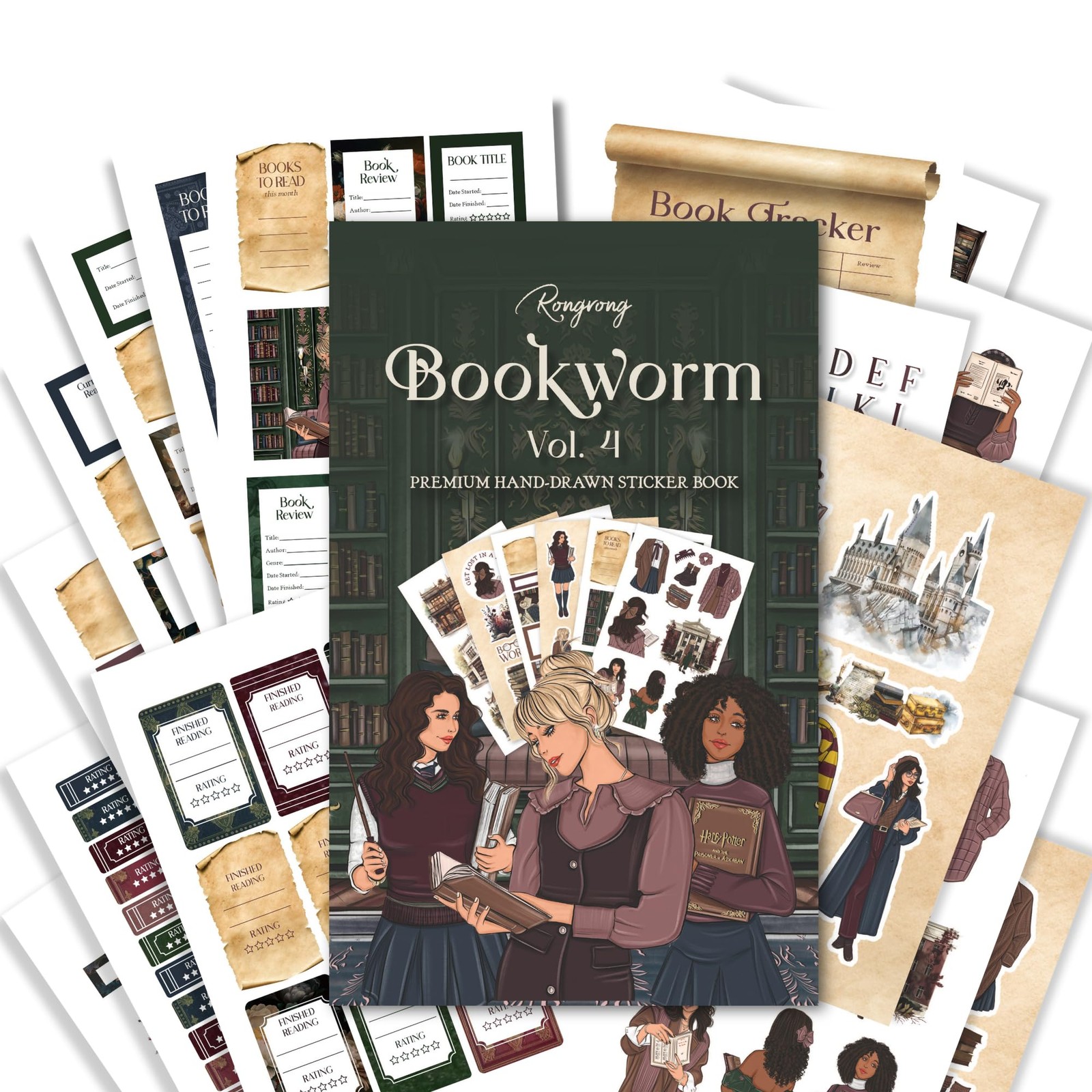 Rongrong Bookworm 4 Sticker Book Planners, Calendars & Journals Premium