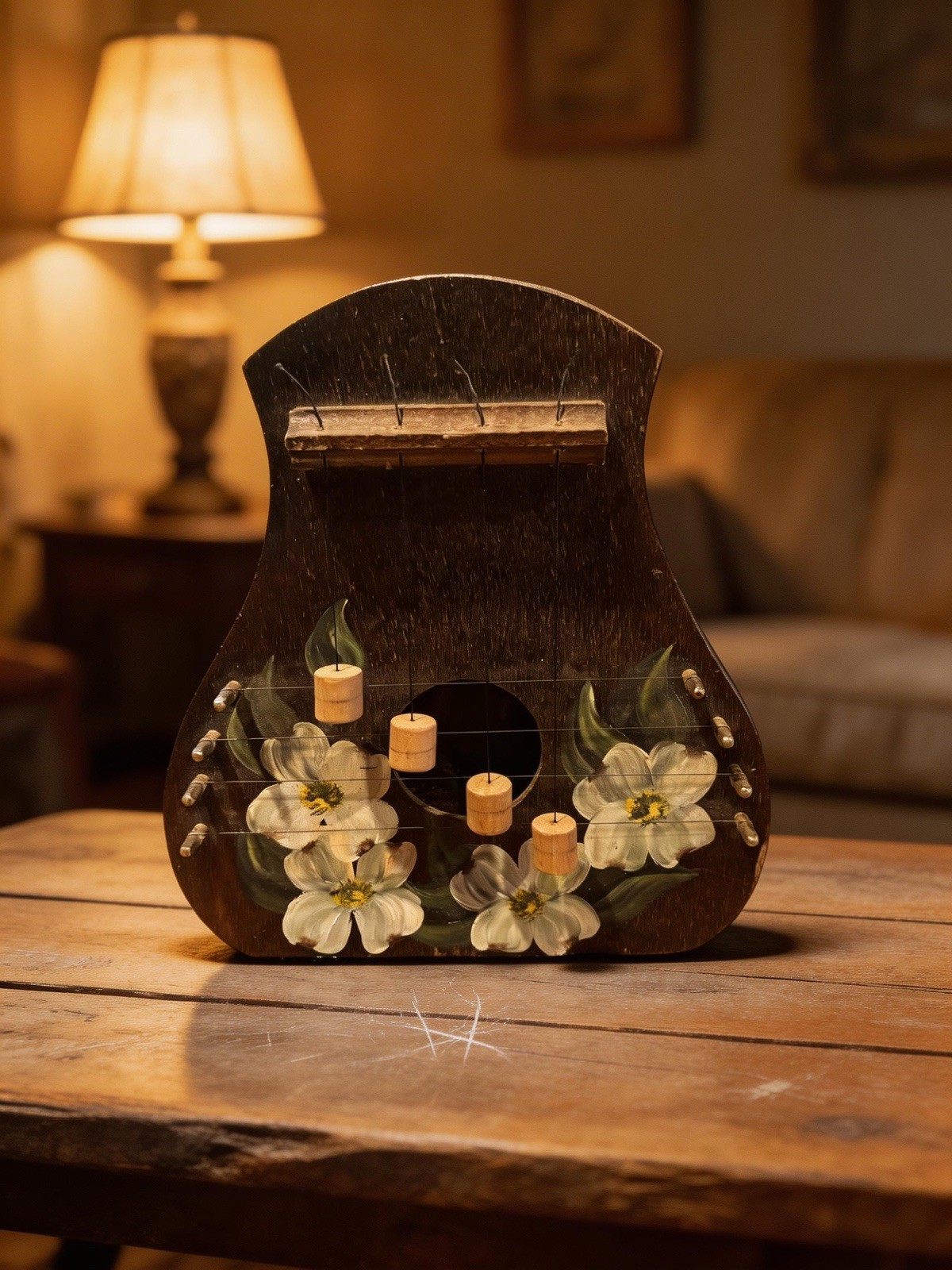 Vintage Appalachian Door Harp Folk Art Hand Painted