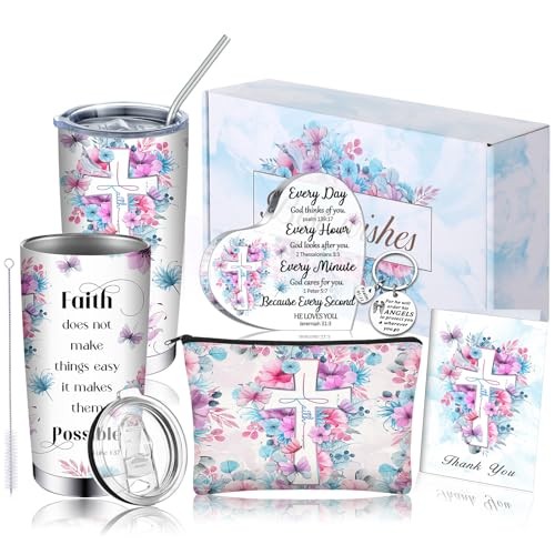 7 Pcs Christian Gifts for Women Religious Inspirational Faith Gifts Set Flower