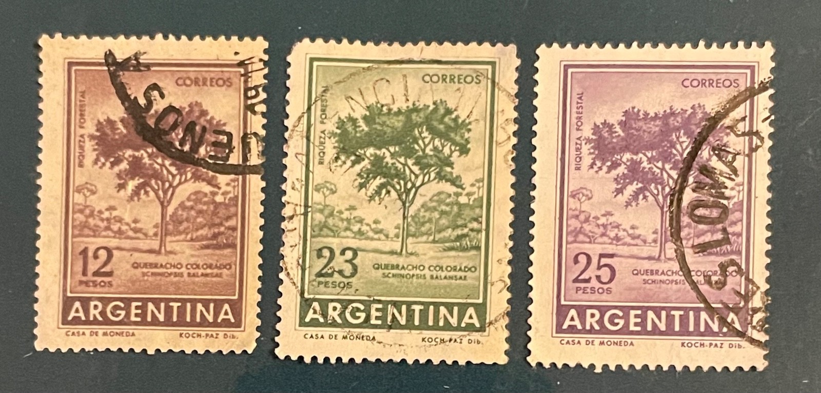 ARGENTINA postage stamps set of 3 Quebracho tree