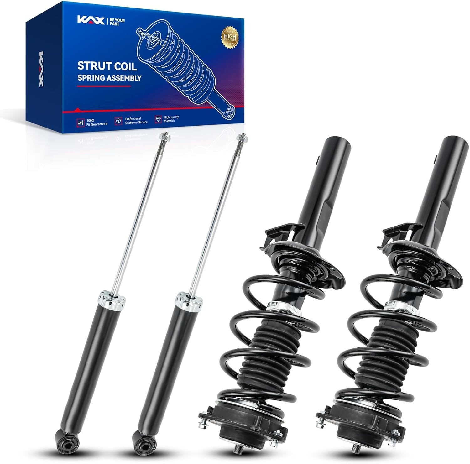KAX Complete 4 Piece Front and Rear Strut Assembly Kit for 2005-2018 Volkswagen 