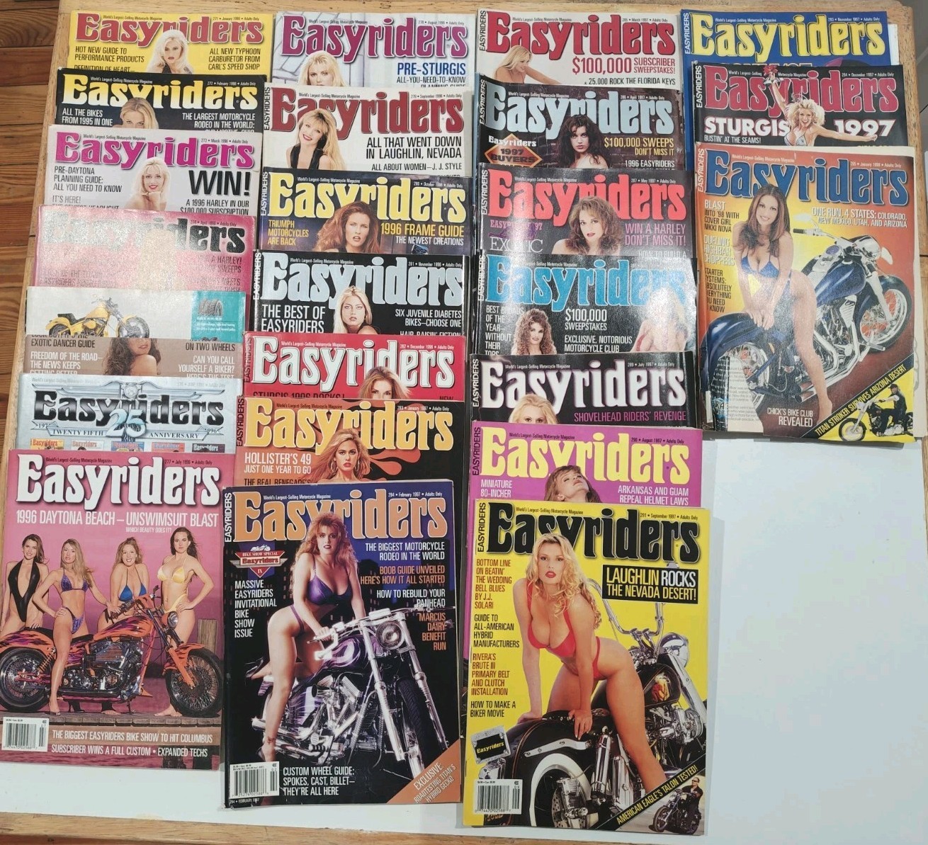 LOT OF 23 VINTAGE BIKER MAGAZINES 1996 1997 EASYRIDERS COLLECTOR